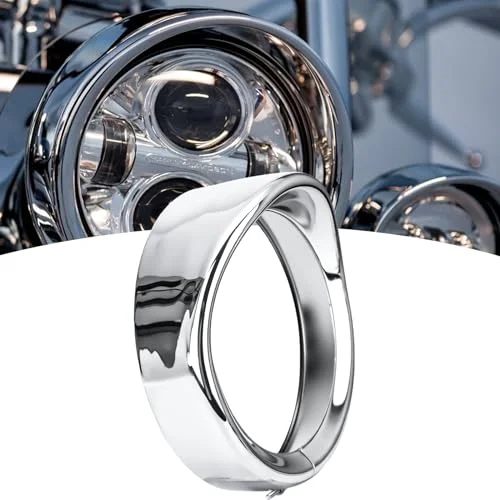 GZDLMoto 7 Inch Motorcycle Headlight Trim Ring Visor Aluminum Sunshade Decoration (Silver, 17.8 cm) bwojc