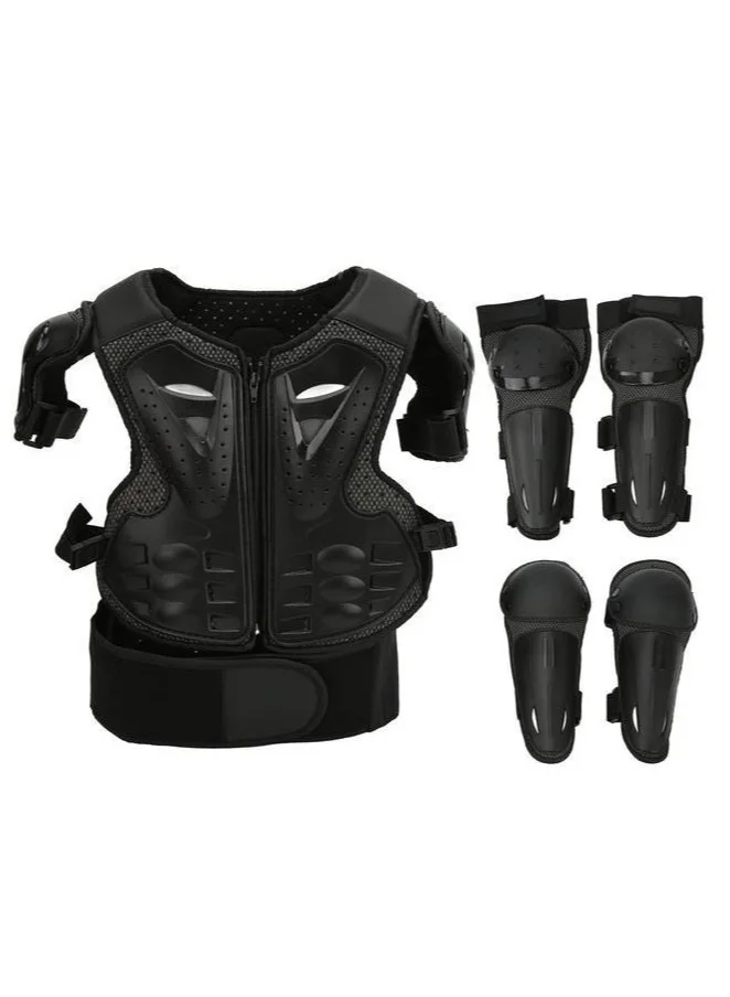 Arabest Kids Motorcycle Protective Gear Set Adjustable Dirt Bike Riding Armor for Chest Back Shoulder Elbow Knee (5-Piece Set) 7oext