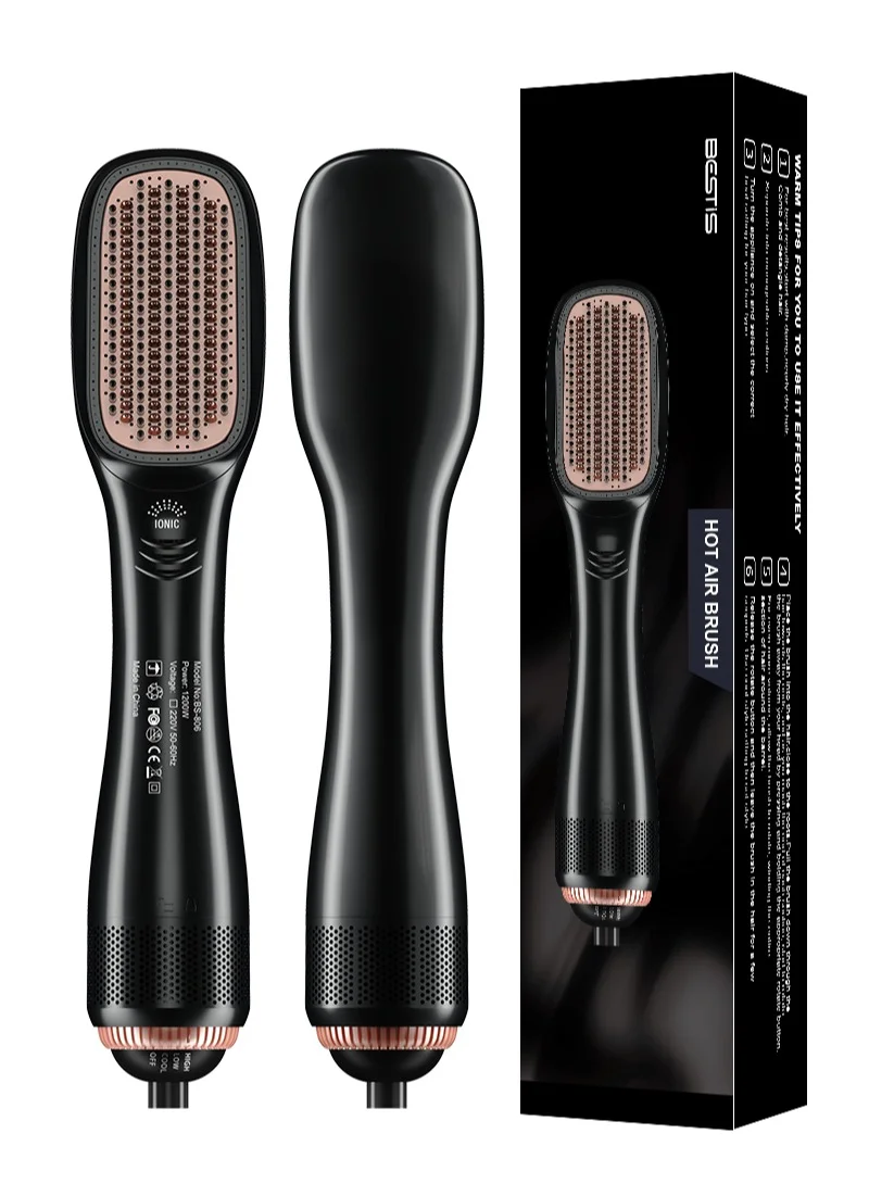 BESTIS 3-in-1 Hair Dryer Brush Professional Ceramic Styler with 3 Heat and 2 Speed Settings (Black, 1200W) afodl
