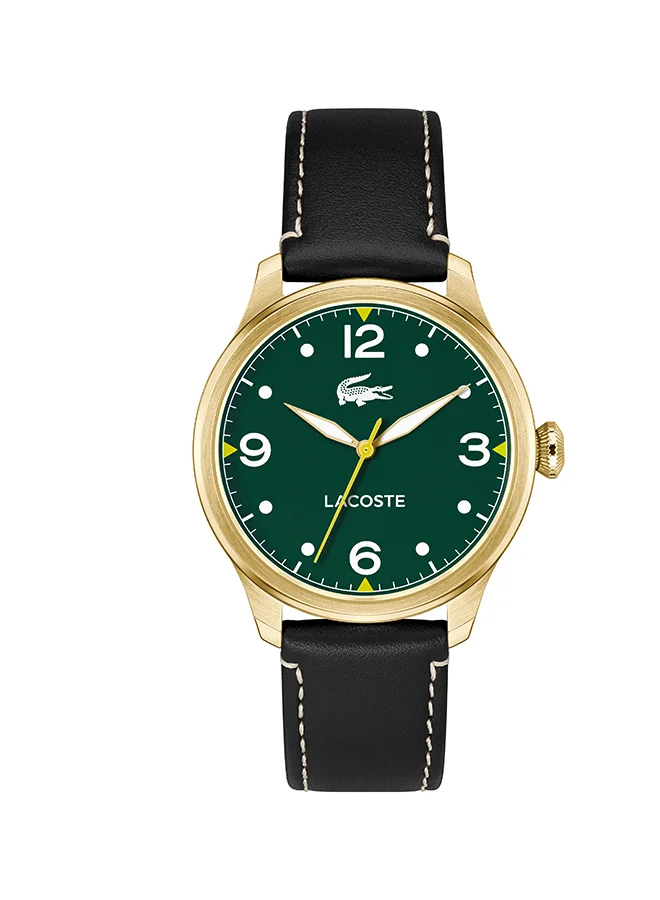 Premium Round Analog Men's Watch with Green Case and Leather Strap (42mm) fbmh4