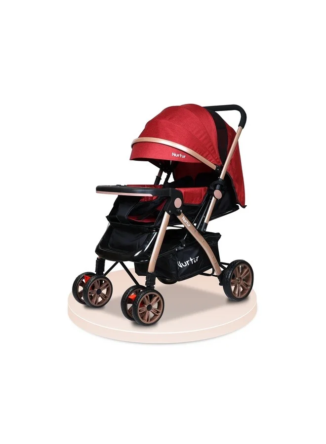 Nurtur Reversible Travel Stroller with 5-Point Safety Harness and Adjustable Canopy (Red) w3q7q