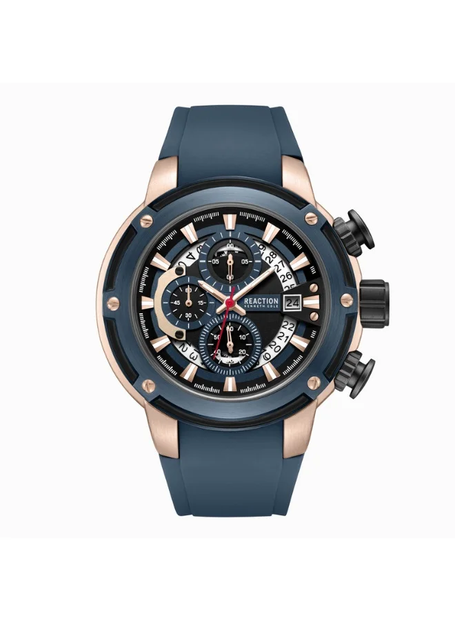 Kenneth Cole Reaction Men's Chronograph Watch Blue Dial Silicone Strap (56.2mm) f5dq9