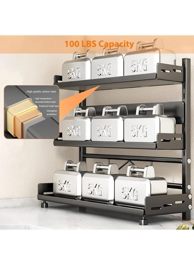 DubaiGallery 3-Tier Adjustable Kitchen Storage Rack, Heavy Duty Countertop Spice Organizer for Jars and Seasonings (Silver, 40cm x 20cm x 50cm) yuyjt