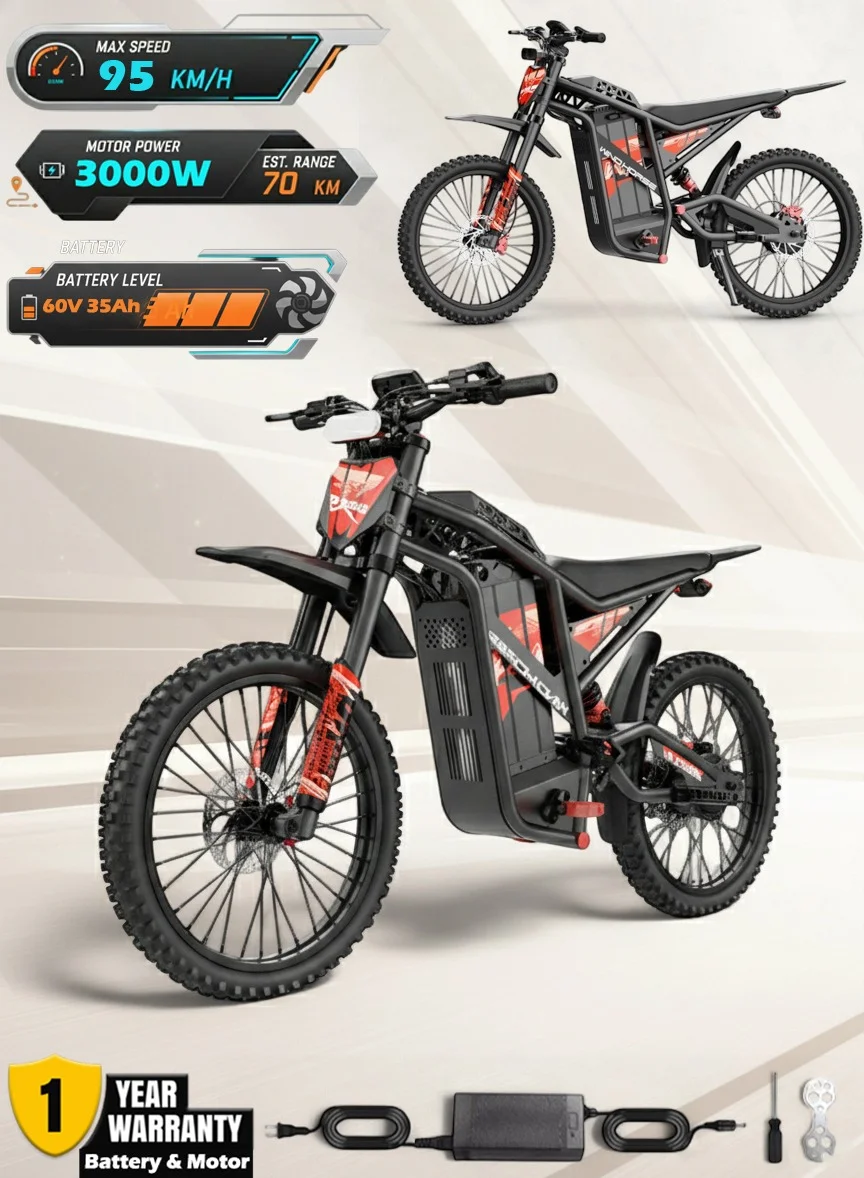 Wind Horse Y1 Electric Dirt Bike 3000W High-Performance Off-Road Motorcycle (Carbon Alloy Frame, 60V 35Ah Battery, 19x3 Inches Tires) 4q4h9