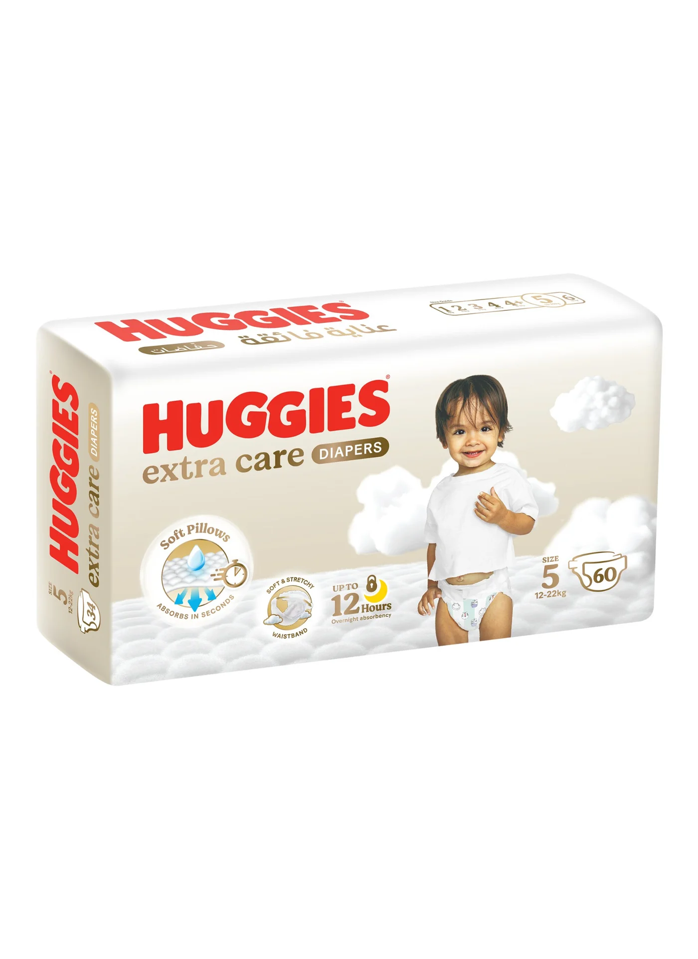 Premium Baby Diapers Size 5 (12-22 kg) Extra Care Absorbent Protection (60 Count) 0xbk7