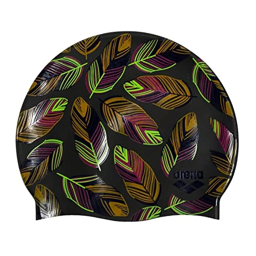 Premium Silicone Swim Cap for Adults Unisex Non-Slip Comfortable Swimming Hat for Long Hair (Falling Leaves Pattern, One Size) 4etfl