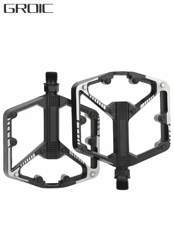 GROIC Mountain Bike Pedals, Aluminum Alloy Flat Platform for MTB BMX Enduro, Sealed Bearing Lightweight Design (2 Pcs, 10 cm x 9 cm) t1yt2