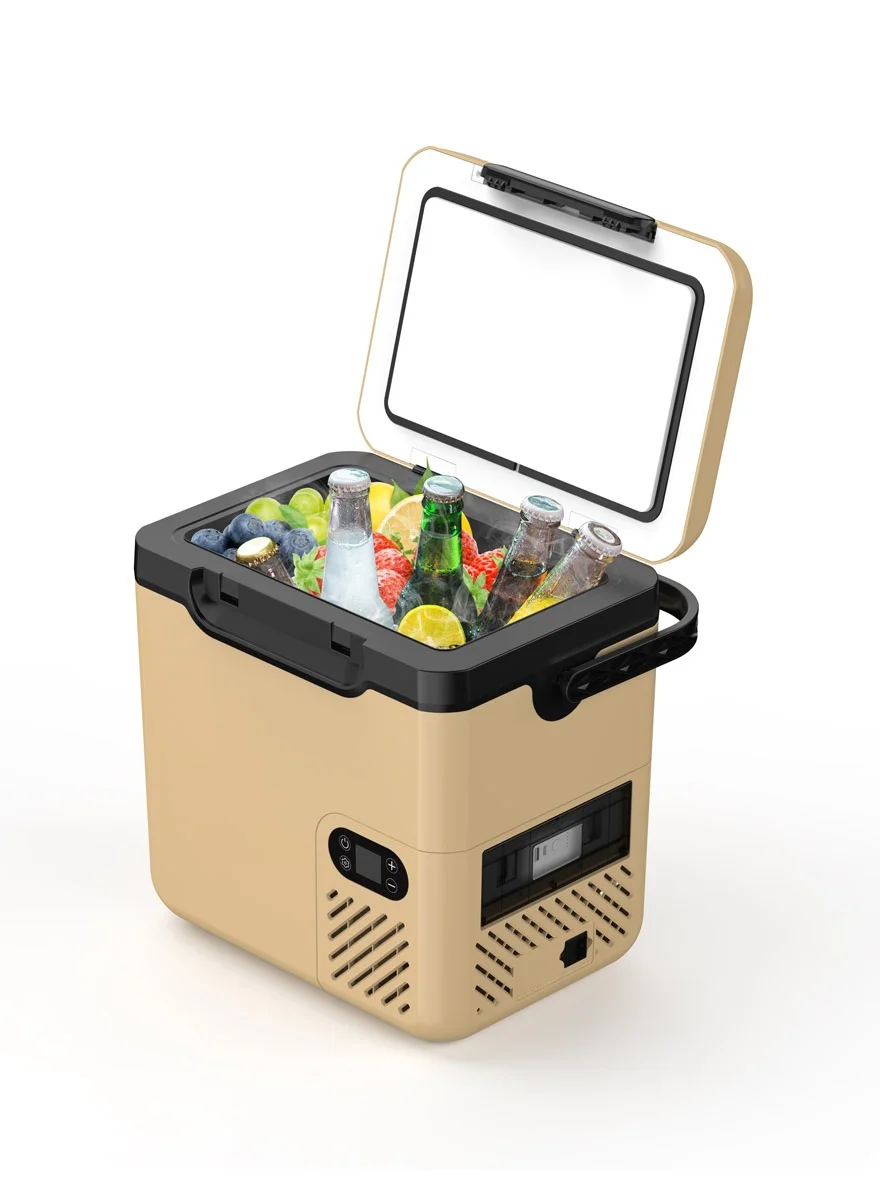 Crony N20 Portable Car Refrigerator Freezer Premium Electric Cooler for Camping and Travel (Yellow, 20L) wnny4