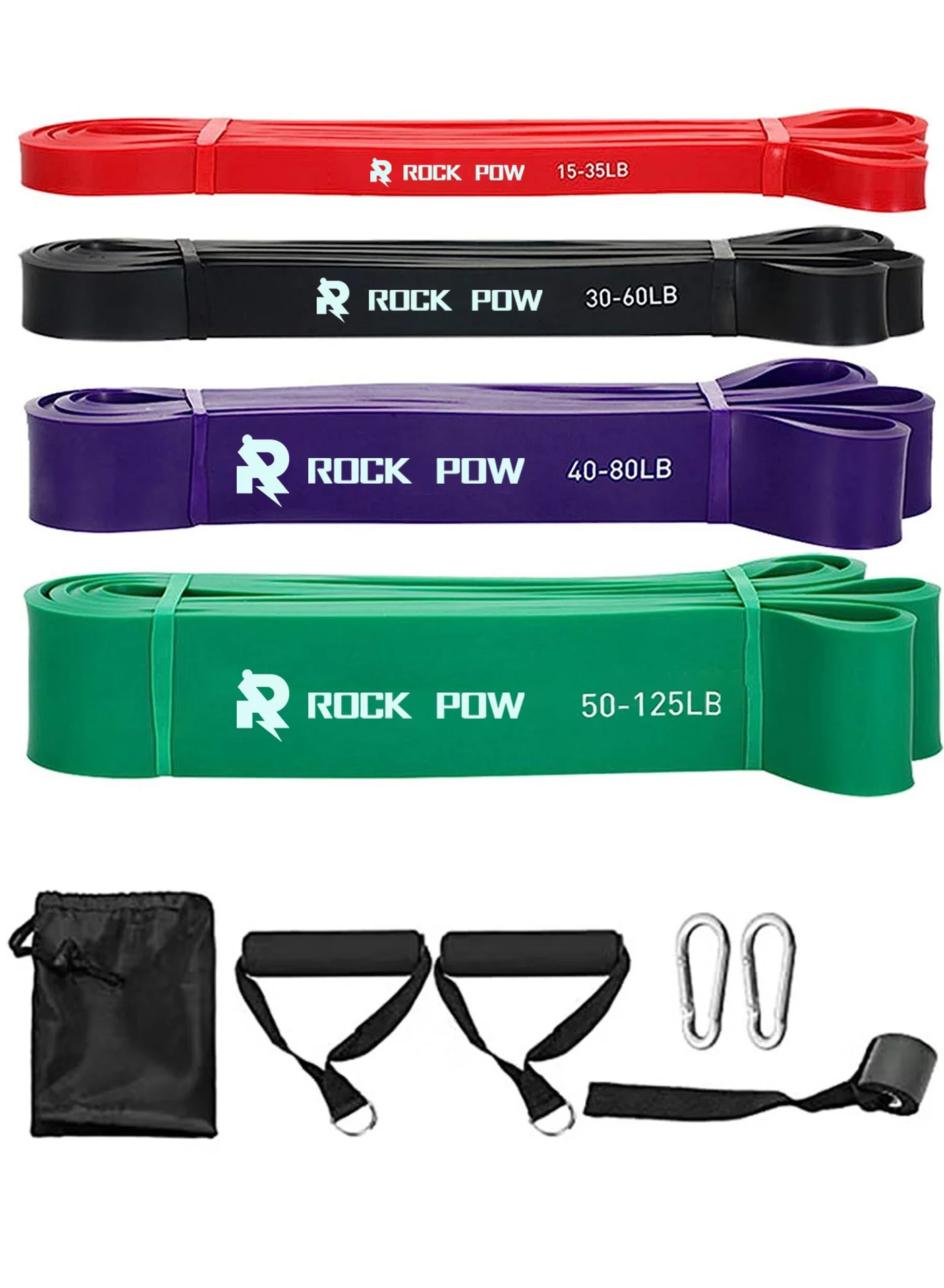 Rock Pow Resistance Bands Set 10Pcs Premium Elastic Workout Bands for Strength Training and Pull Up Assistance (10-Piece Set) uyhhf