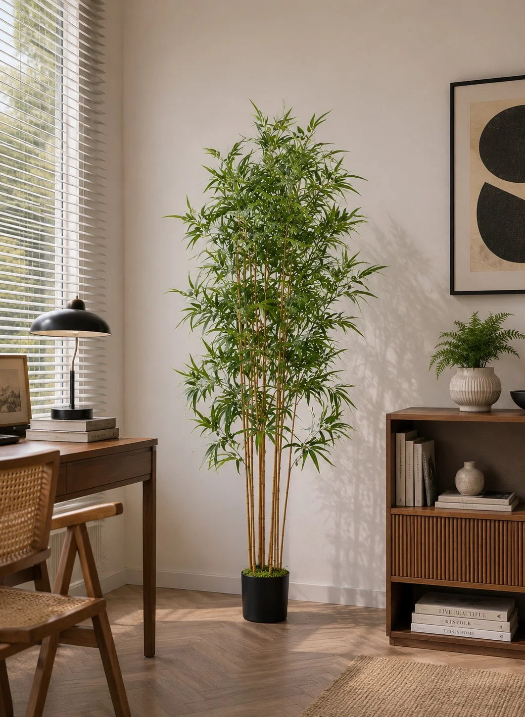 Zvezvia Artificial Bamboo Tree Realistic Green Plant for Home and Office Interior Decoration (120 cm) 0pqd1