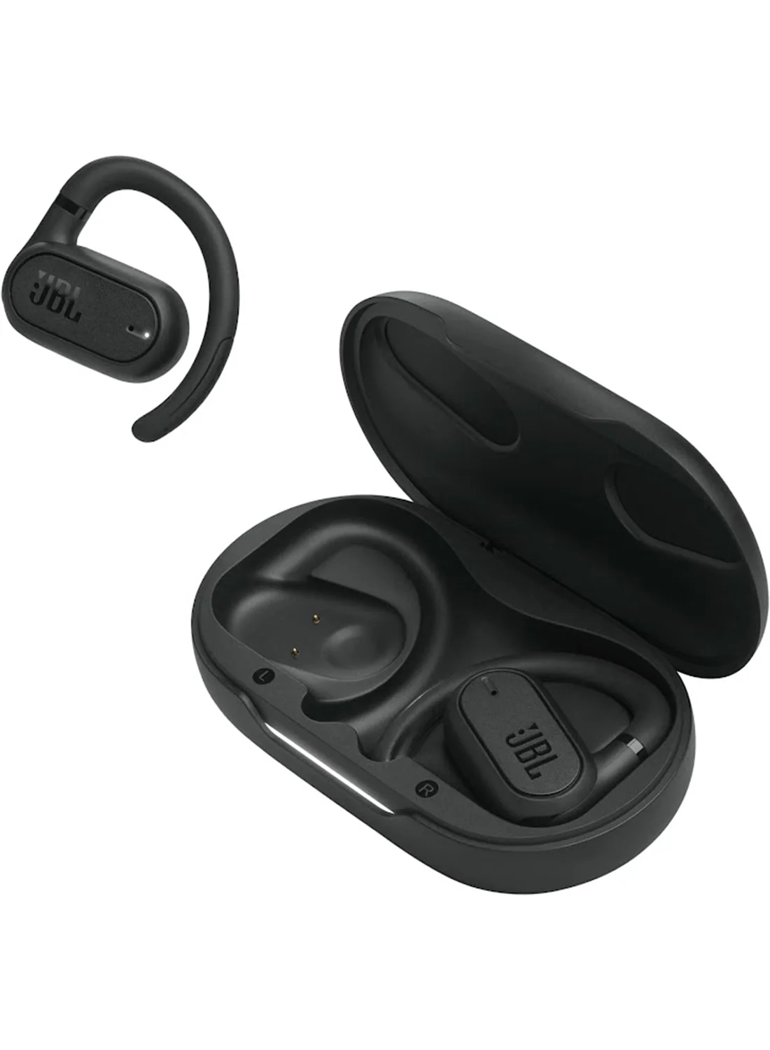 Premium Audio Open-Ear Wireless Bluetooth Headphones, Waterproof Ergonomic Sport Headset (Black) exjxm