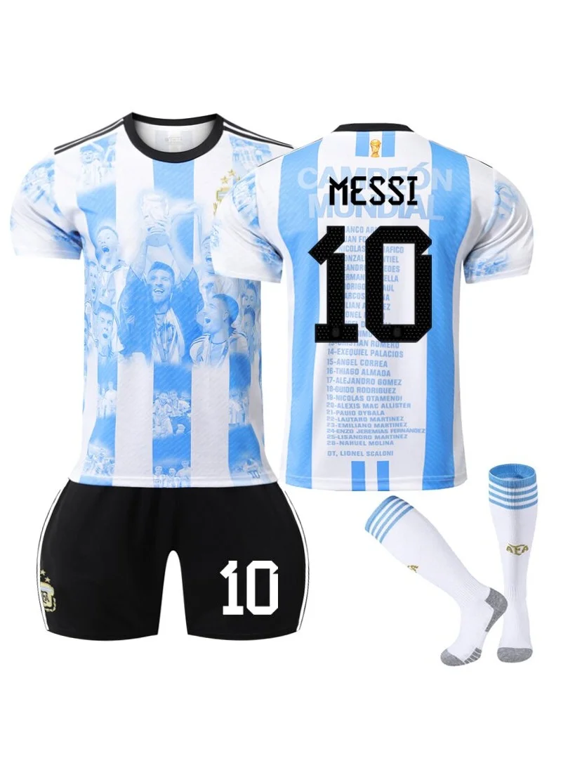 DubaiGallery Argentina National Team Football Jersey Kit Premium Polyester Short Sleeve Uniform (Unisex, Adult & Kids) j00lc