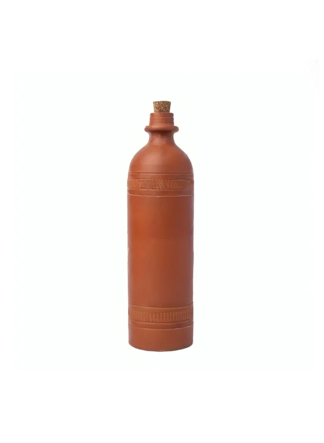 Handmade Terracotta Water Vessel with Cork Stopper Natural Cooling Eco-Friendly Clay Pottery for Home and Office (1L) xqu03