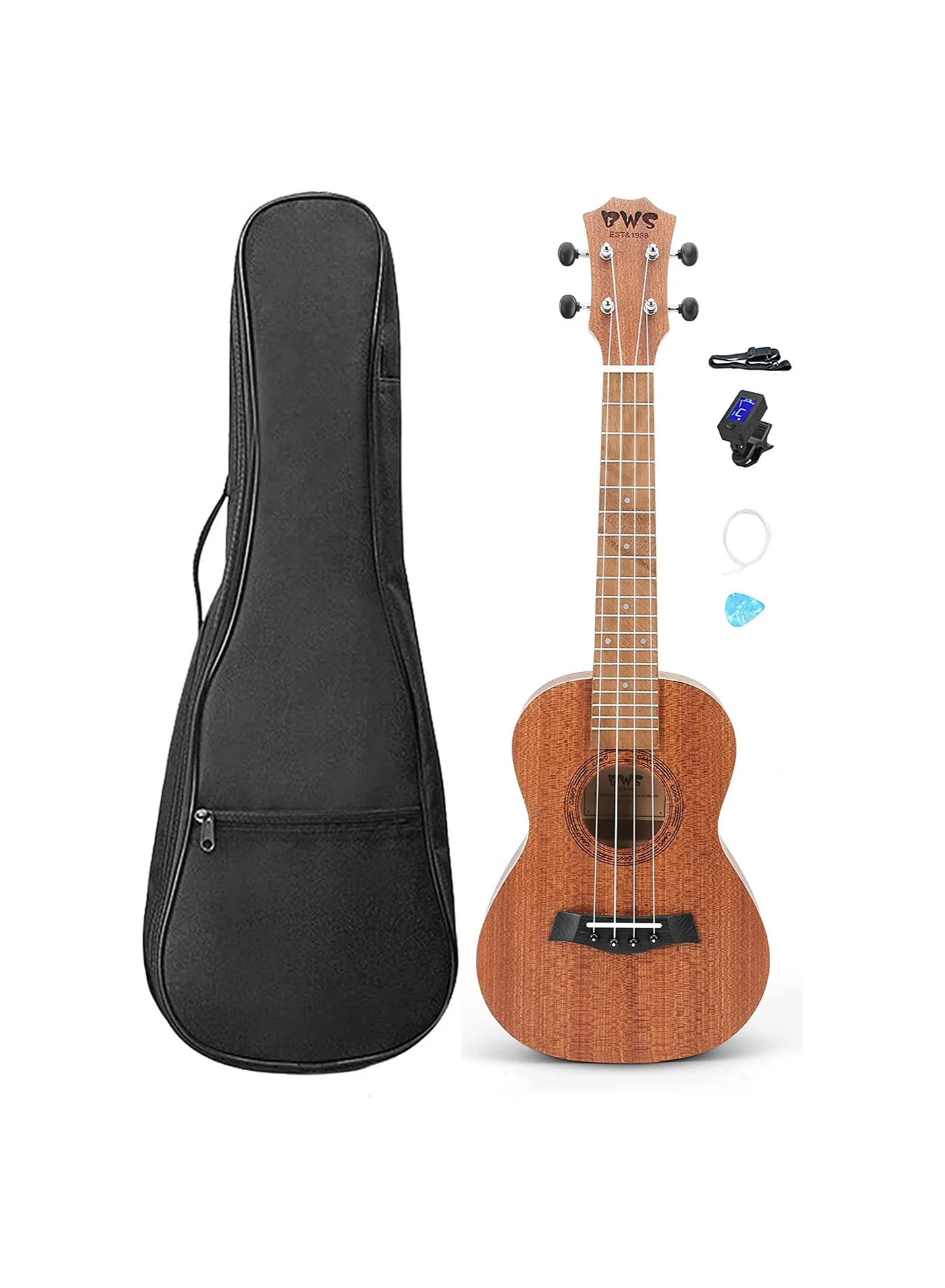 Megarya Mahogany Wood Soprano Ukulele Premium Acoustic 4-String Instrument for Beginners and Students (Natural Wood, 21 Inches) 95w52