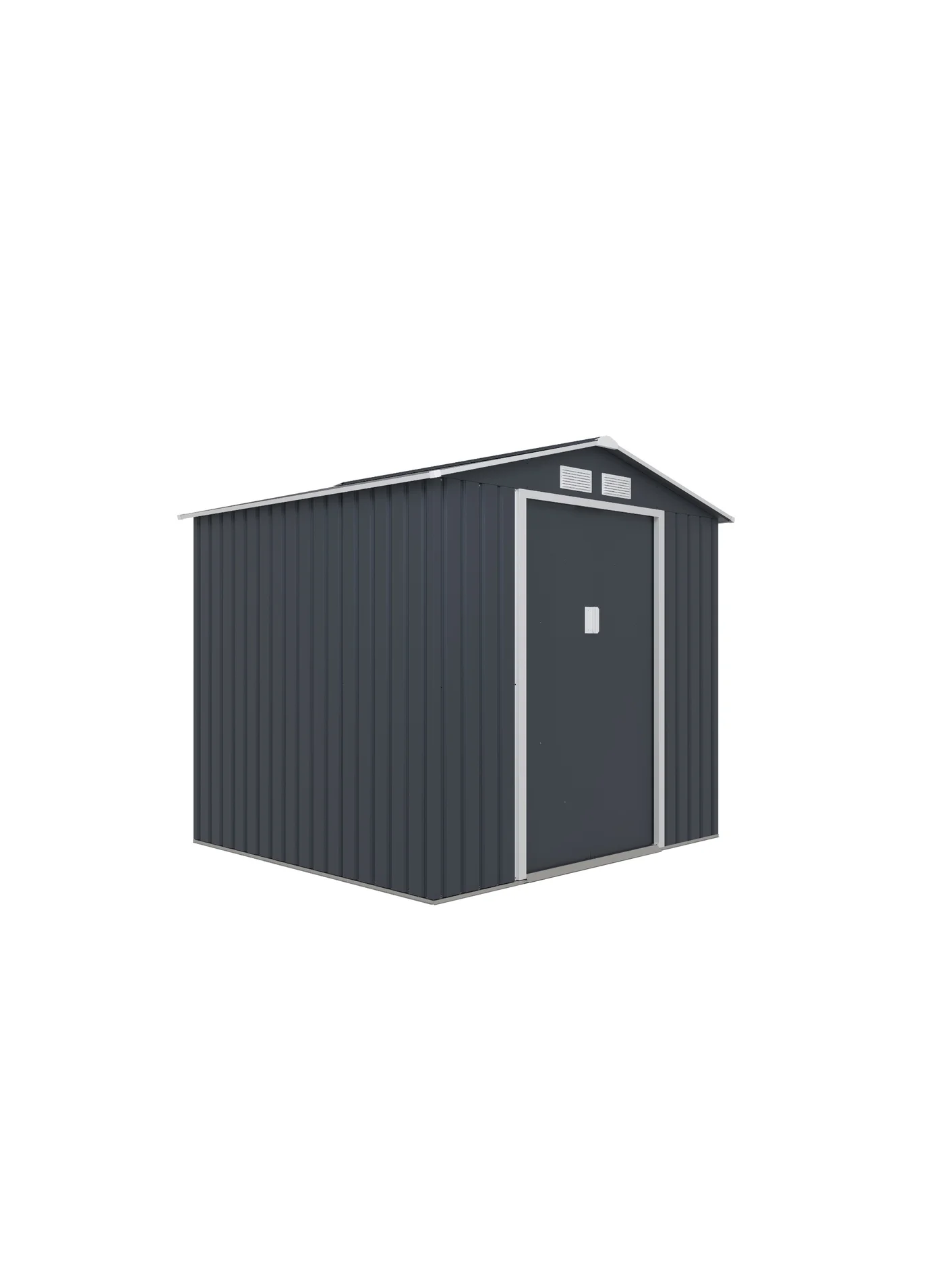 Divona Skylight Metal Garden Shed Heavy Duty Galvanized Steel Outdoor Storage House with Apex Roof and Lockable Doors (Cold Grey, 213 x 183 cm) 4r2gi