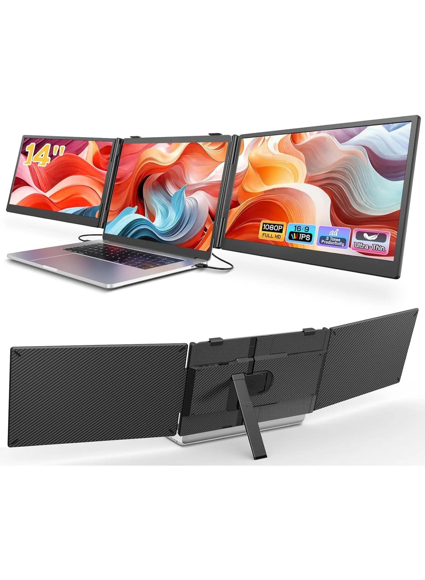 V2COM Laptop Screen Extender 14-inch FHD 1080P Portable Dual Monitor Attachment (For 13-17.3 inch Laptops) nmo6u