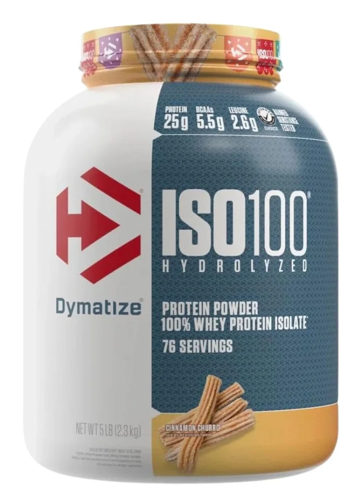 Dymatize ISO 100 Hydrolyzed Whey Protein Isolate Powder (Cinnamon Churro, 2.27 kg) ittqz