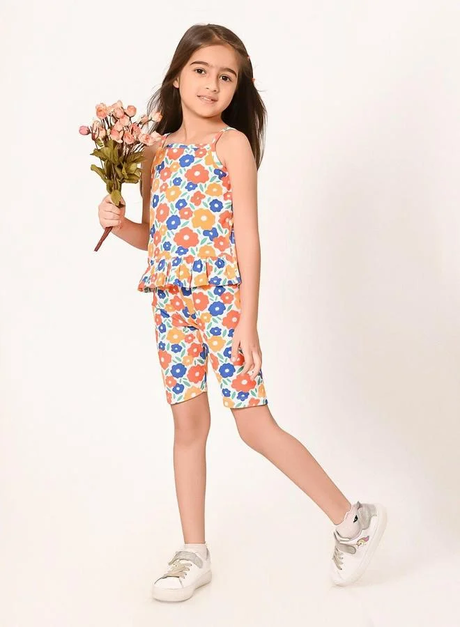 Bonkids Girls Printed Clothing Set Cotton Regular Fit (Multicolour, 120cm) a3azk