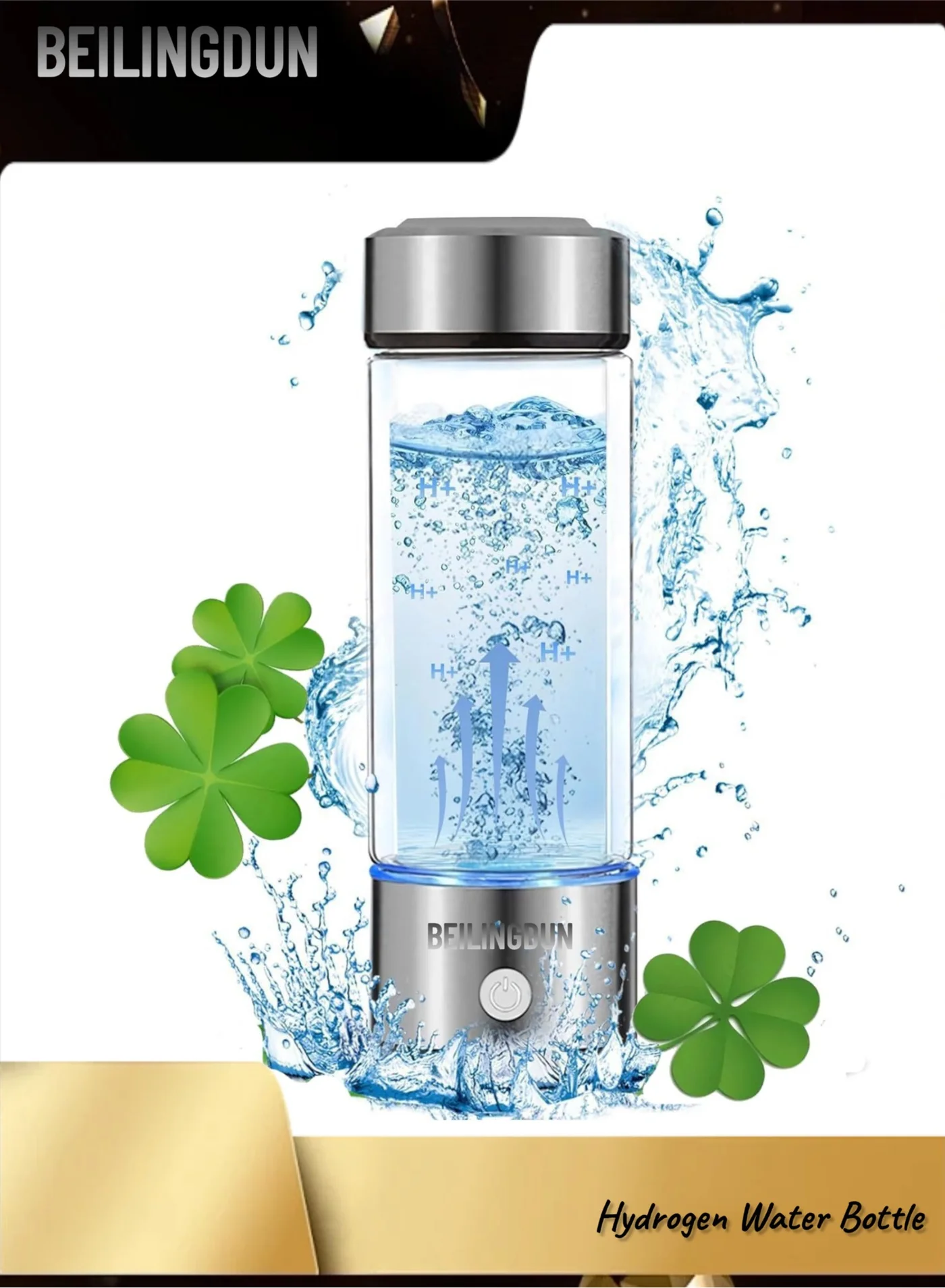 Hydrogen Water Ionizer Generator Premium Borosilicate Glass (420 mL) For Office Fitness Travel zk85m