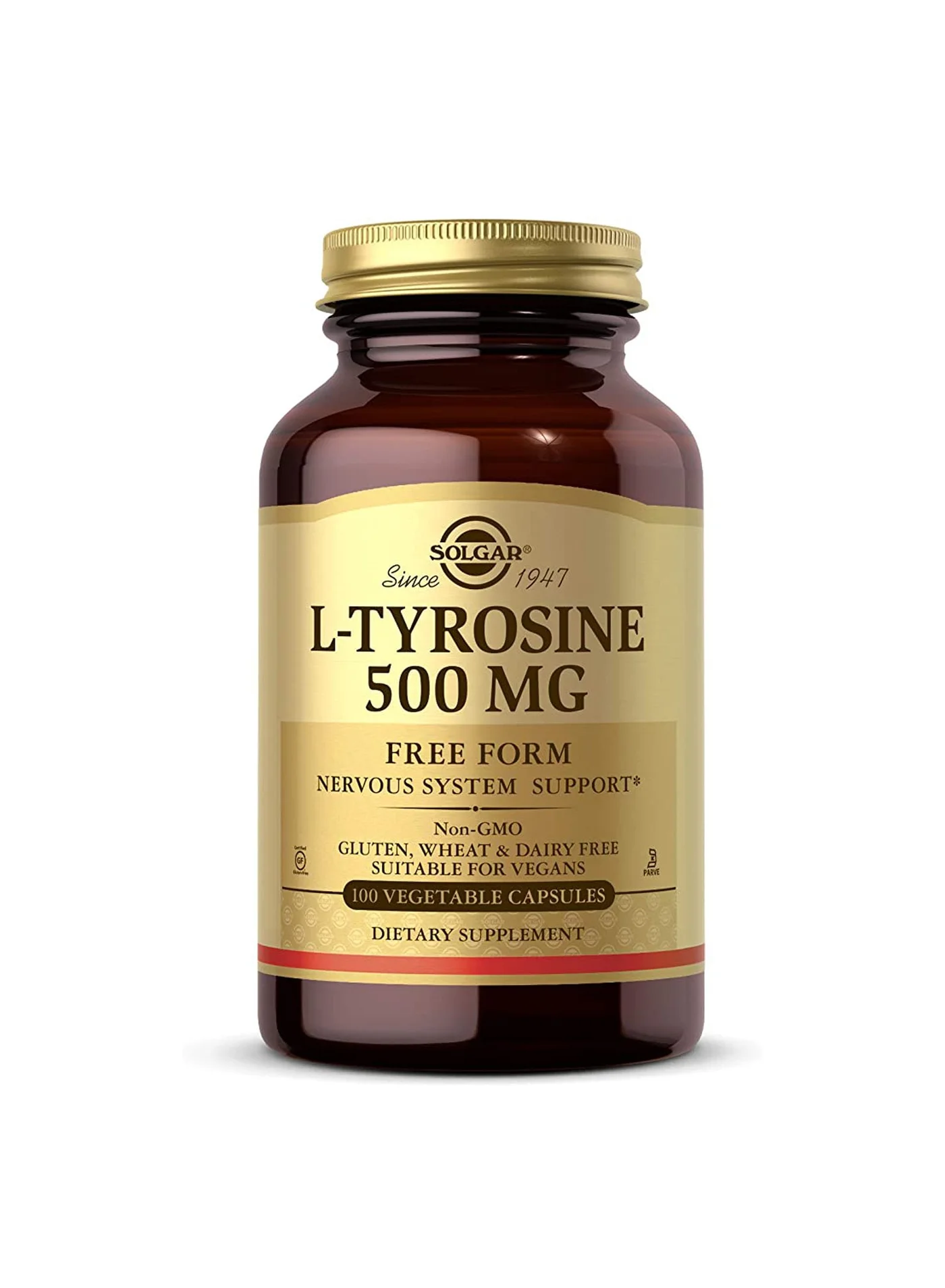 Premium L-Tyrosine Amino Acid Supplement (500 mg, 100 Vegetable Capsules) vf5el