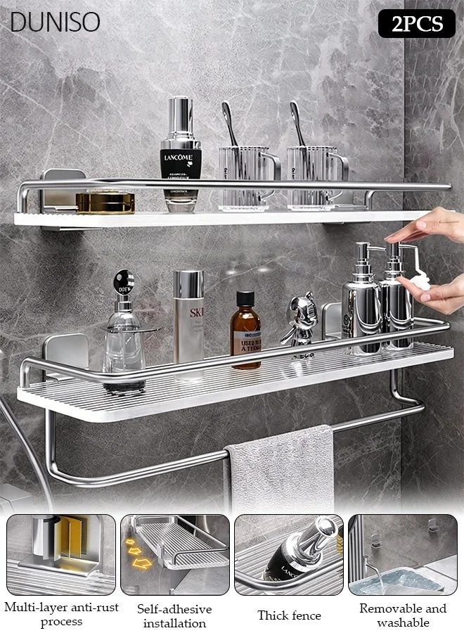 DUNISO Shower Caddy Shelf, 40cm Wall Mount Bathroom Storage Rack, Rustproof Space Aluminum Organizer for Shower & Toiletries r48fl