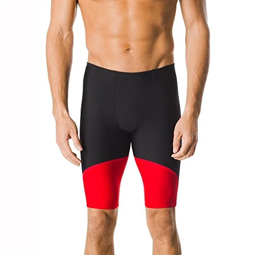 Professional Swim Jammer Endurance Splice Swimwear for Men (Solid Black, Large) 4o0cw
