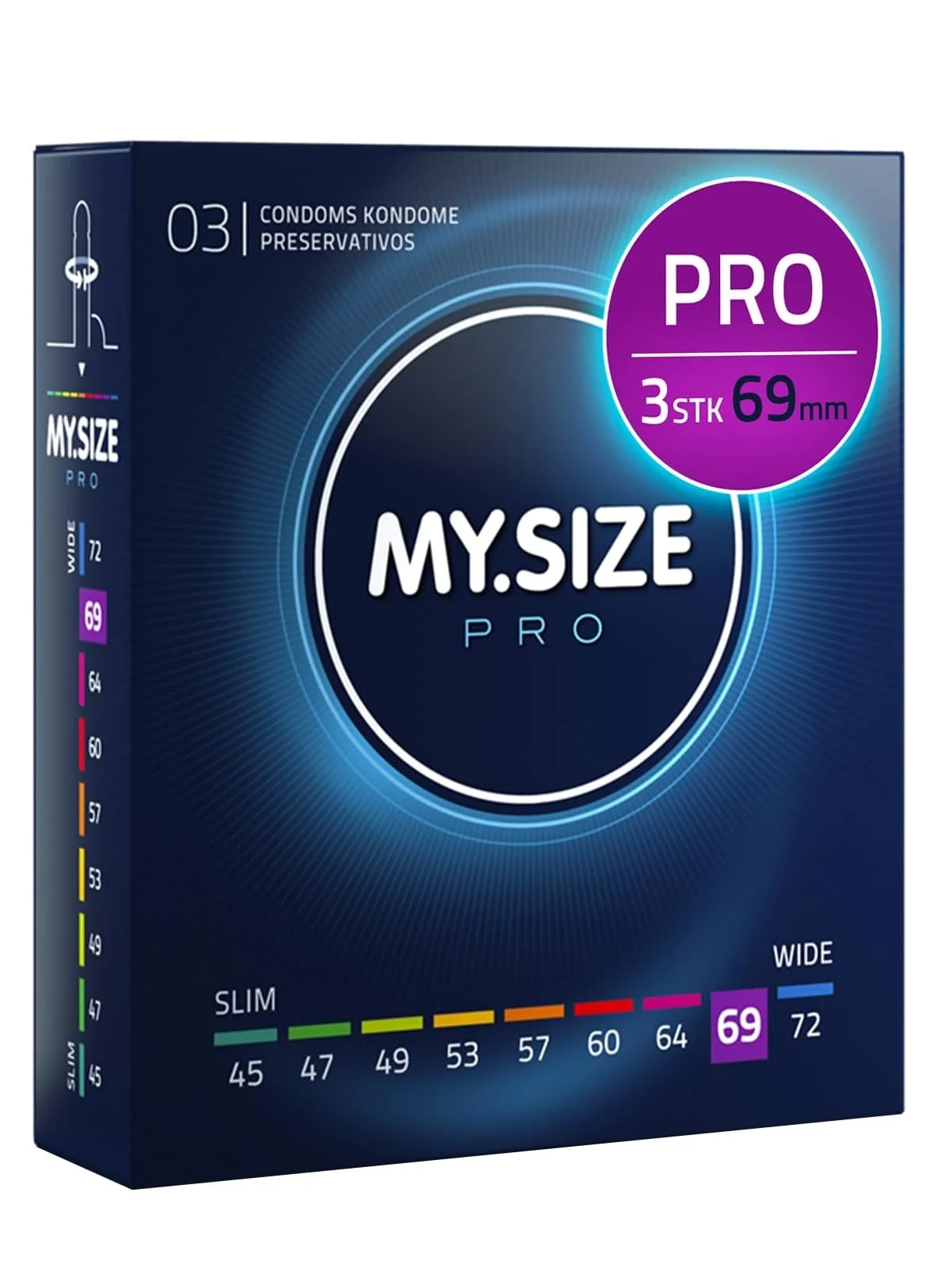 My Size Pro Ultra Thin Latex Condoms Premium Comfort Fit (69 mm Width, 3 Pack) 1cwh1
