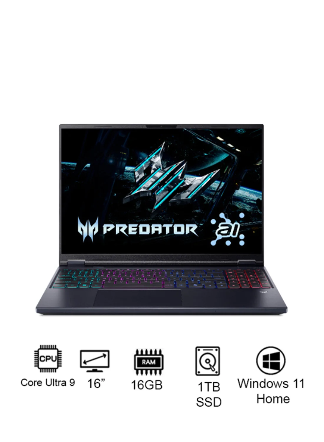 Premium 16-Inch Gaming Laptop Intel Core Ultra 9 24-Core 16GB RAM 1TB SSD 8GB Graphics WQXGA 180Hz Display (Obsidian Black) 38dgu