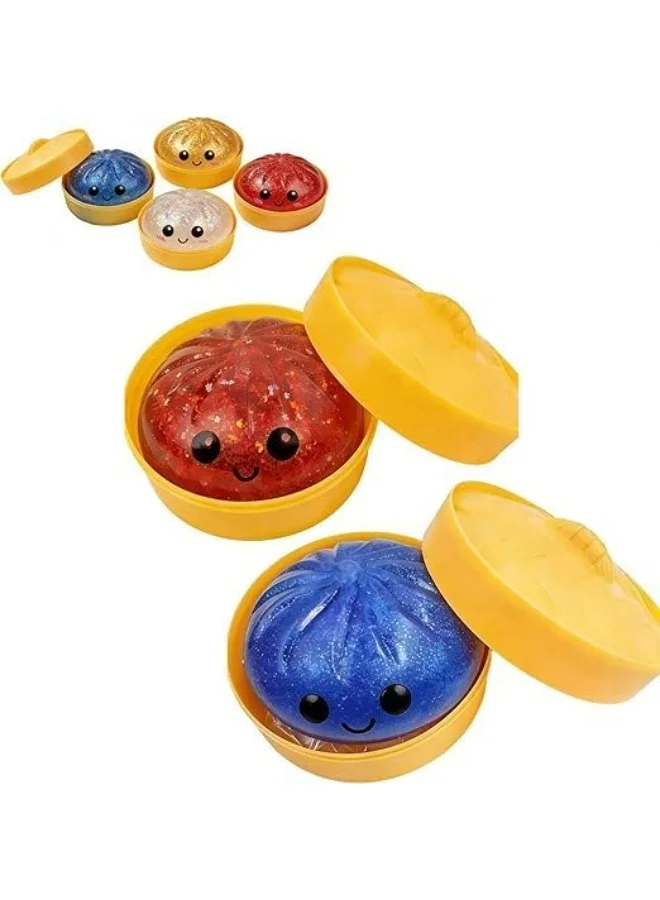 ATRJSZ Glitter Dumpling Squishy Sensory Toy, Soft Stretchy Stress Relief Fidget for Anxiety (2pcs Pack) 7mmpv