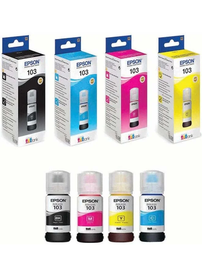Premium Ink Refill Set for Printers (Black, Cyan, Yellow, Magenta, 4-Pack) fdhm6