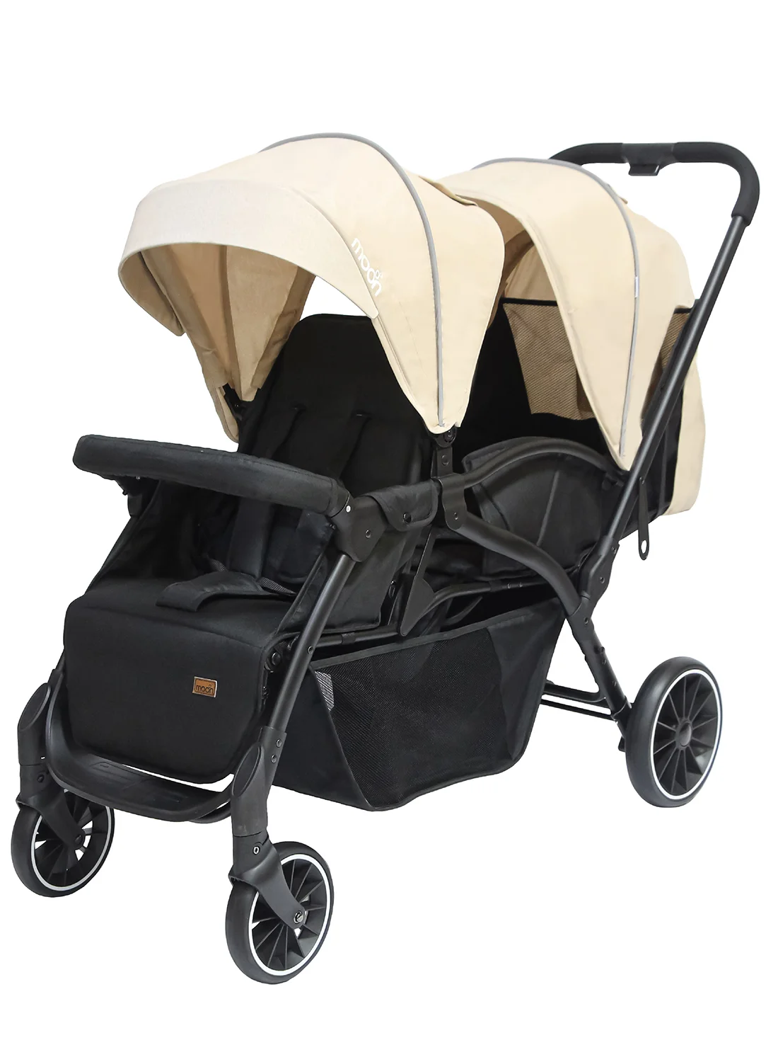 Moon Twin Stroller Pram for Infants and Toddlers (Beige, Compact Foldable Design) 64486