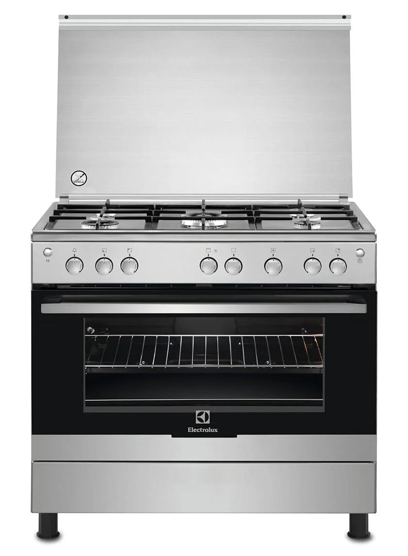 Premium Freestanding Gas Cooker with 5 Burners and XXL Oven (Silver, 90x60cm) 7rmee