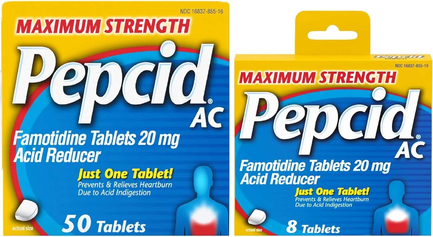 Acid Reducer Famotidine 20mg Tablets for Heartburn Relief and Acid Indigestion Management (50 Count) 8gojg
