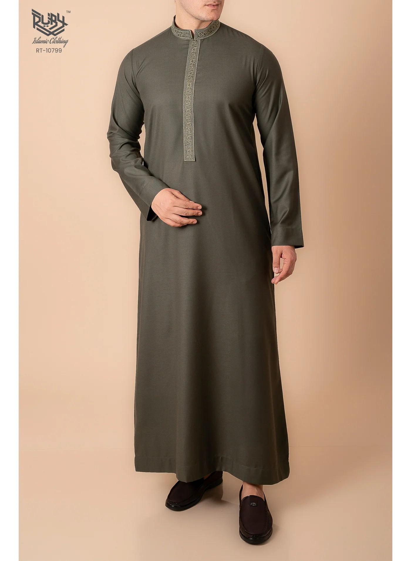RUBY ISLAMIC CLOTHING Men's Traditional Thobe Jubba Long Sleeve Robe (Premium Poly Viscose, White, Large) koo48