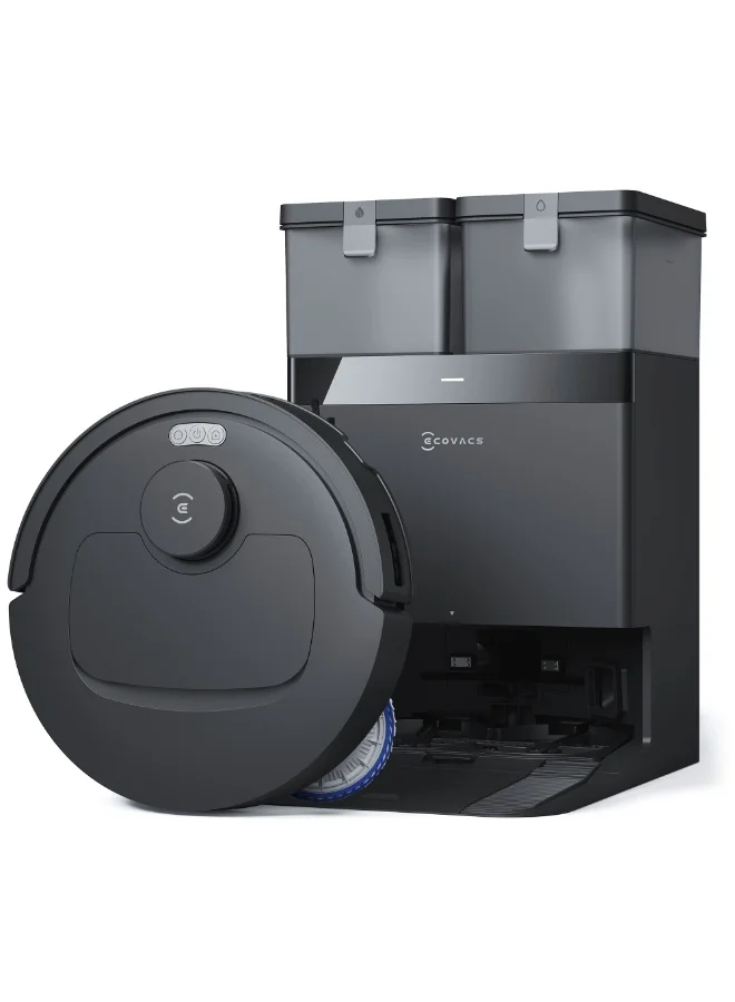 Premium Robot Vacuum and Mop with Auto-Cleaning Station, 20000Pa Suction, Hot Water Wash, Adaptive Wet Cleaning (Black, 4 L) 6ike5