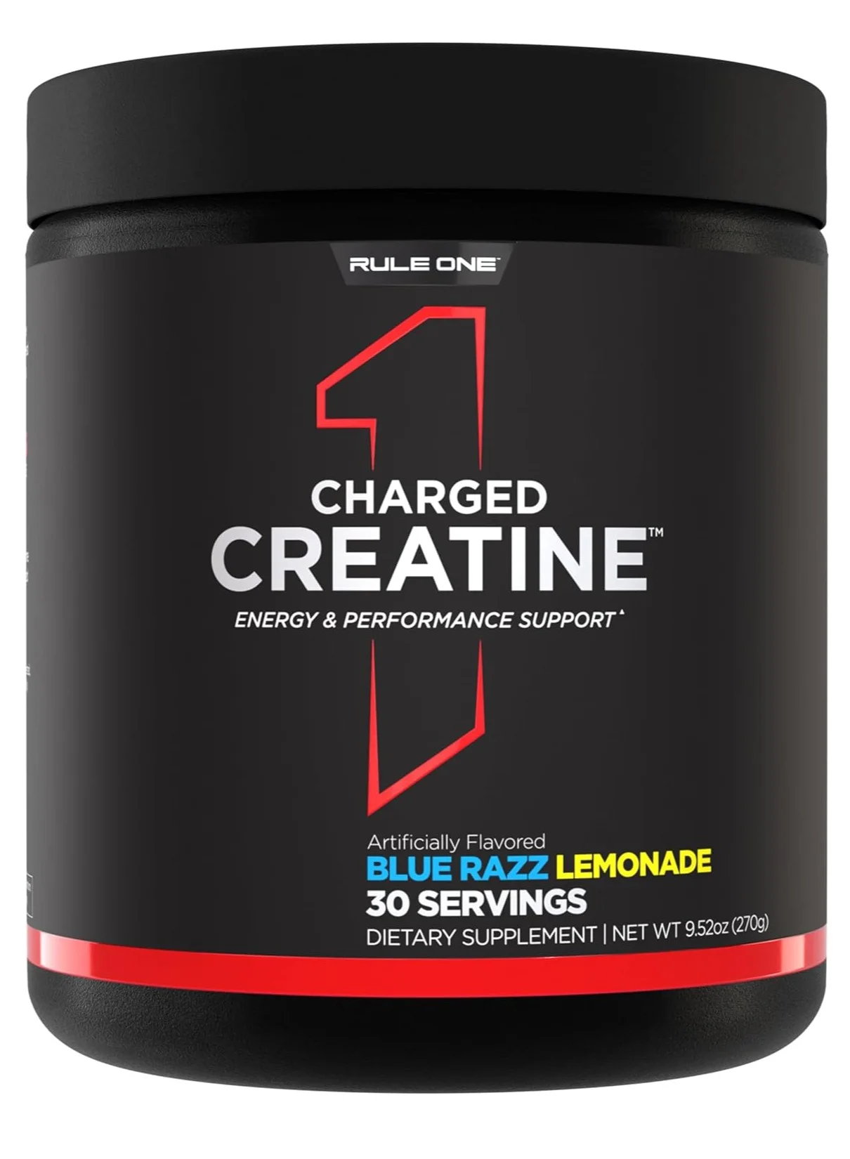 Rule1 Charged Creatine Powder, Multi-Creatine Blend with Natural Caffeine & Electrolytes (Blue Razz Lemonade, 30 Servings) 85fq8