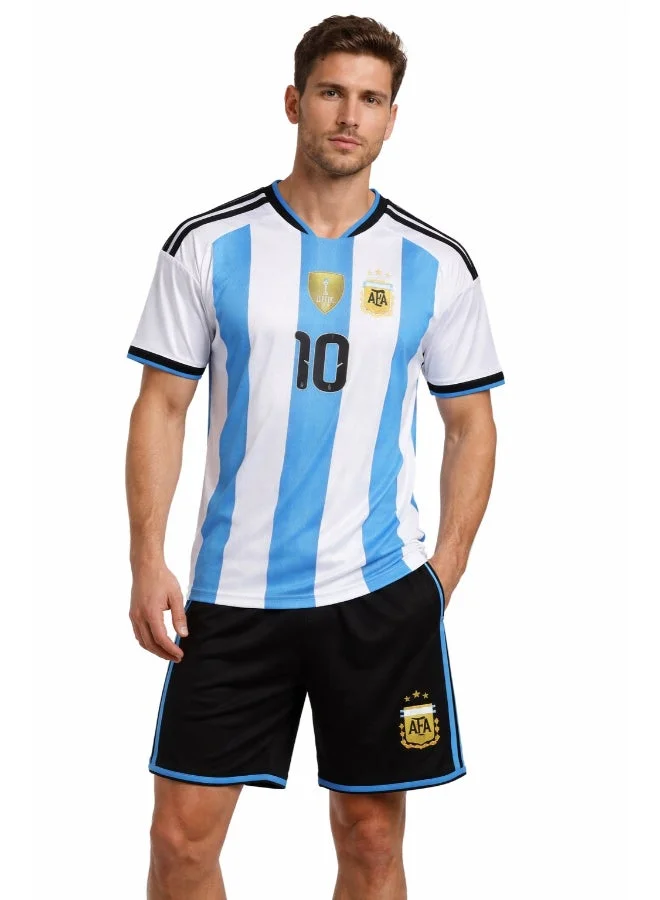 Premium Men Football Jersey and Shorts Set Breathable Sportswear (No. 10, Large) 3a4et