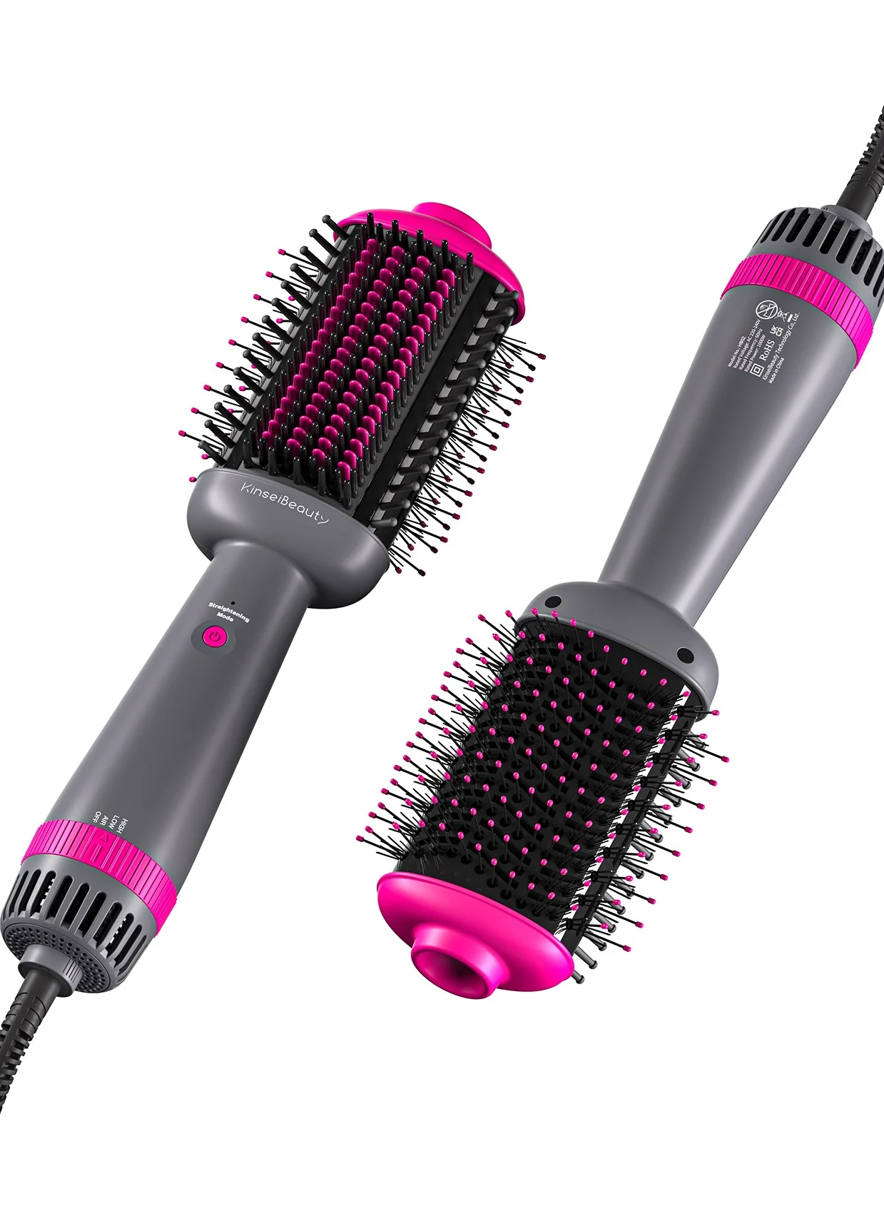 KinseiBeauty 5-in-1 Hot Air Hair Dryer Brush Volumizer and Styler for Frizz Control (Professional Salon Tool, Black) ub9ck