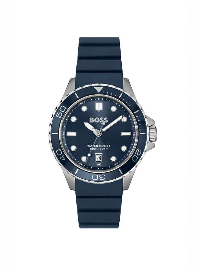 Premium Sport Quartz Watch with Blue Dial and Blue Silicone Strap for Men gx1v9