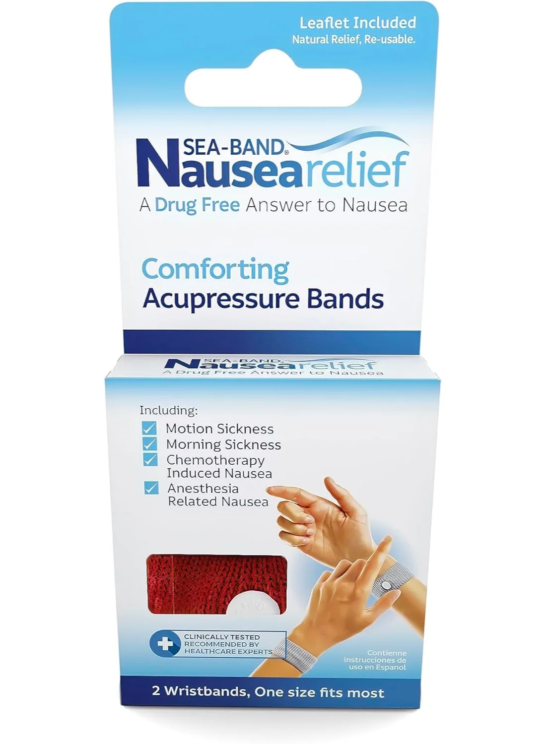 Acupressure Wristband for Motion Sickness Relief (Red, 1 Pair) j2aq3