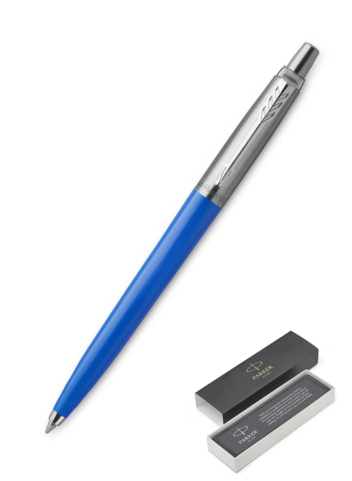 Premium Retractable Ballpoint Pen Smooth Writing Instrument (Blue Barrel, Black Ink, 1-Piece) cuq2m