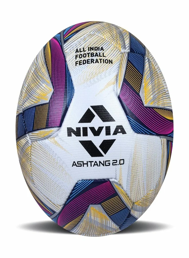 Nivia Ashtang 2.0 Professional Match Football, Super Soft-Touch PU, 8-Panel Construction, Durable Latex Bladder (Size 5, Multicolor) tdnxo