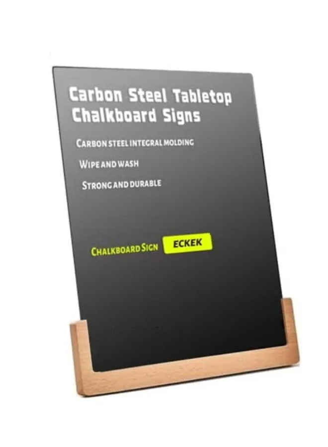Eckek Tabletop Chalkboard Sign with Carbon Steel Base Stand (Premium Menu Display Board for Restaurant and Home Decor) 26ph3