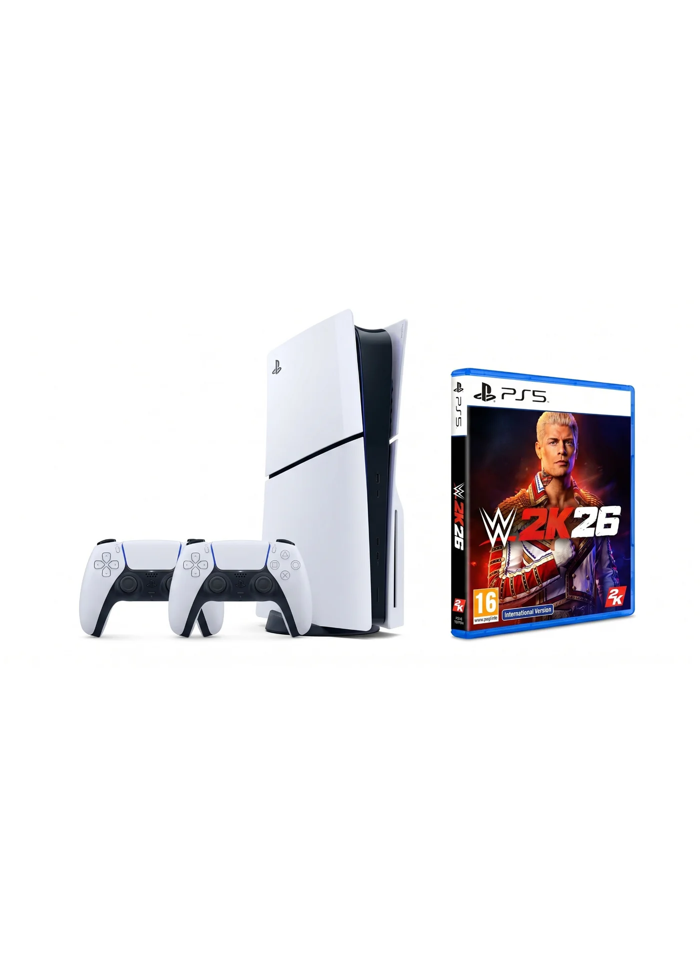 Premium Next-Gen Gaming Console Disc Edition with Extra White Controller and Wrestling Game Bundle (White) ziuvu