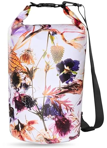 MARCHWAY Waterproof Dry Bag Backpack Roll Top Sack for Kayaking Boating Camping (Flower, 20L) 7j96x
