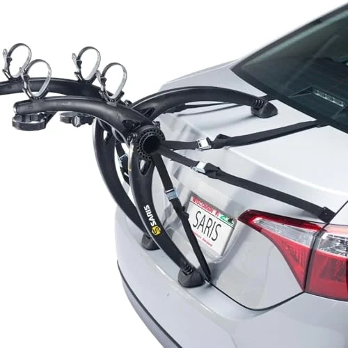 Premium Car Trunk Bicycle Rack Carrier for 2 Bikes Heavy-Duty Rust-Resistant Mount with Anti-Sway Straps (Black, Fits Most Vehicles) qgpaj