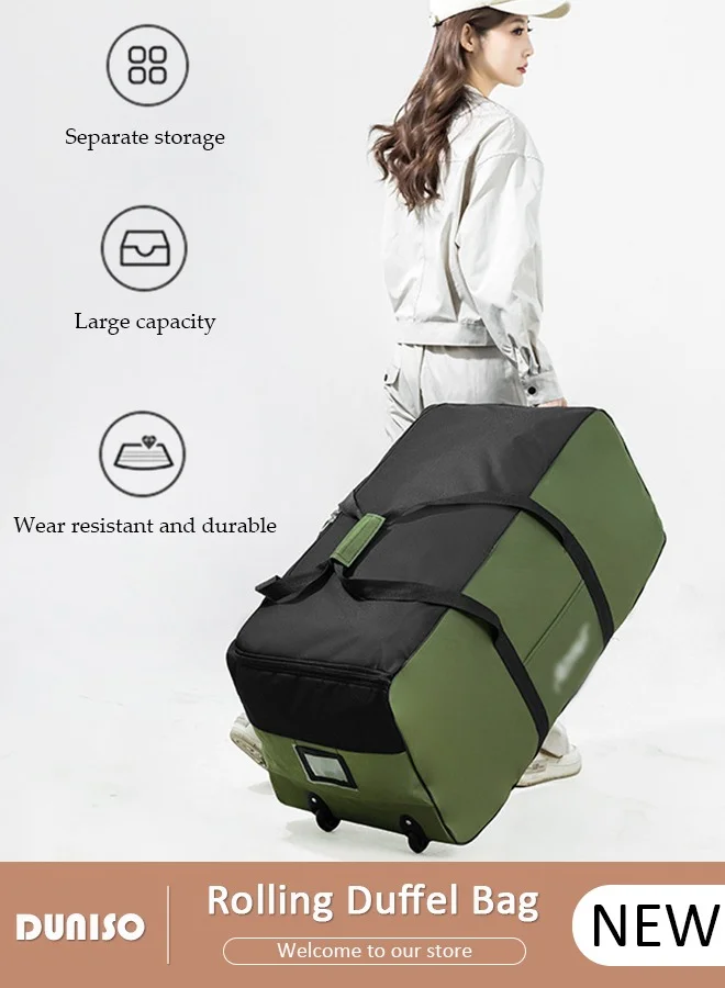 DUNISO Rolling Duffel Bag with Wheels, Large Capacity Waterproof Travel Trolley with Telescoping Handle (Black, 80 cm) 7ae8b