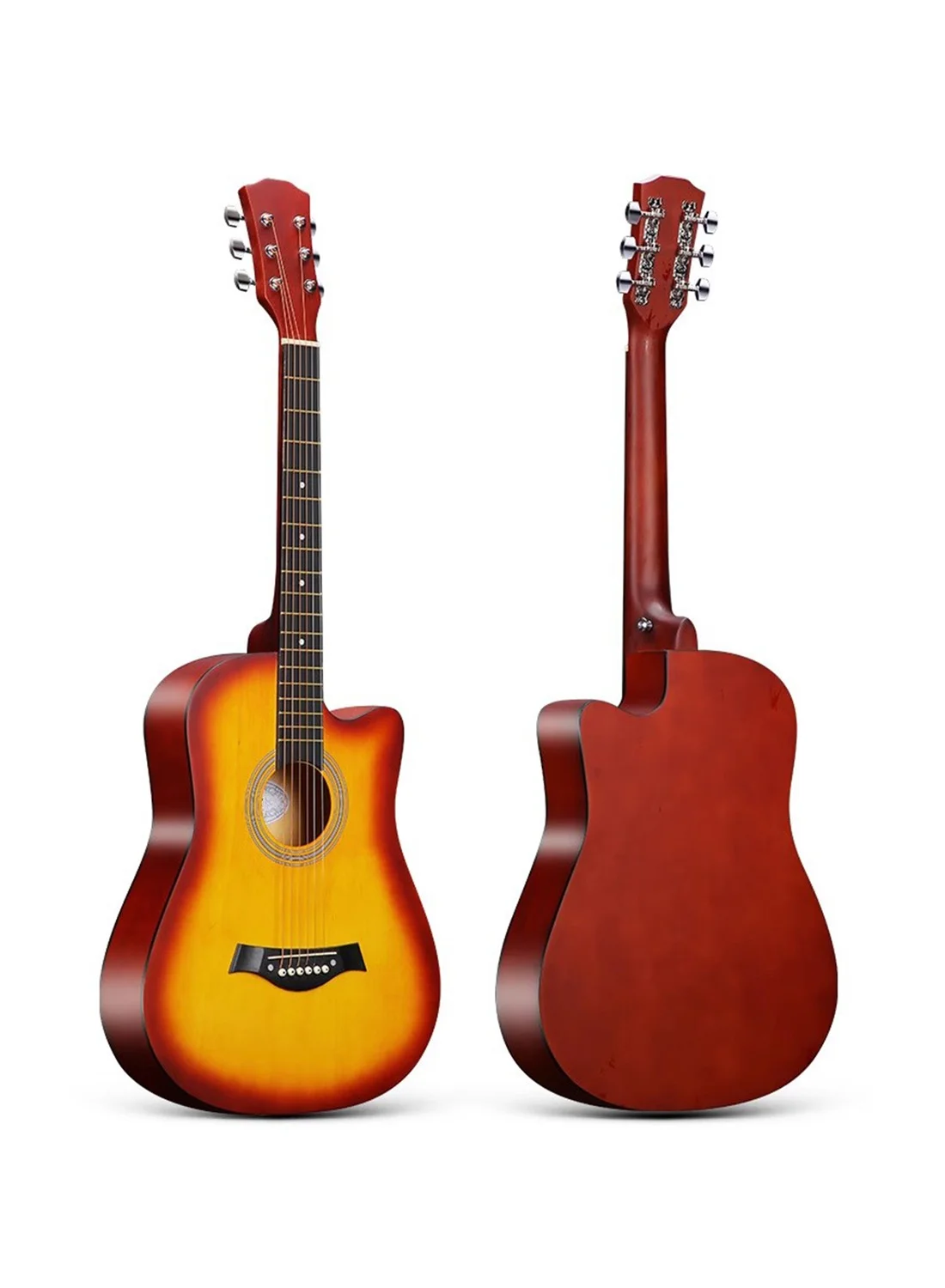 Kabat 38-Inch Folk Acoustic Guitar Starter Set with Tuner and Full Accessories (6-String, Natural Wood Finish) hgsw3