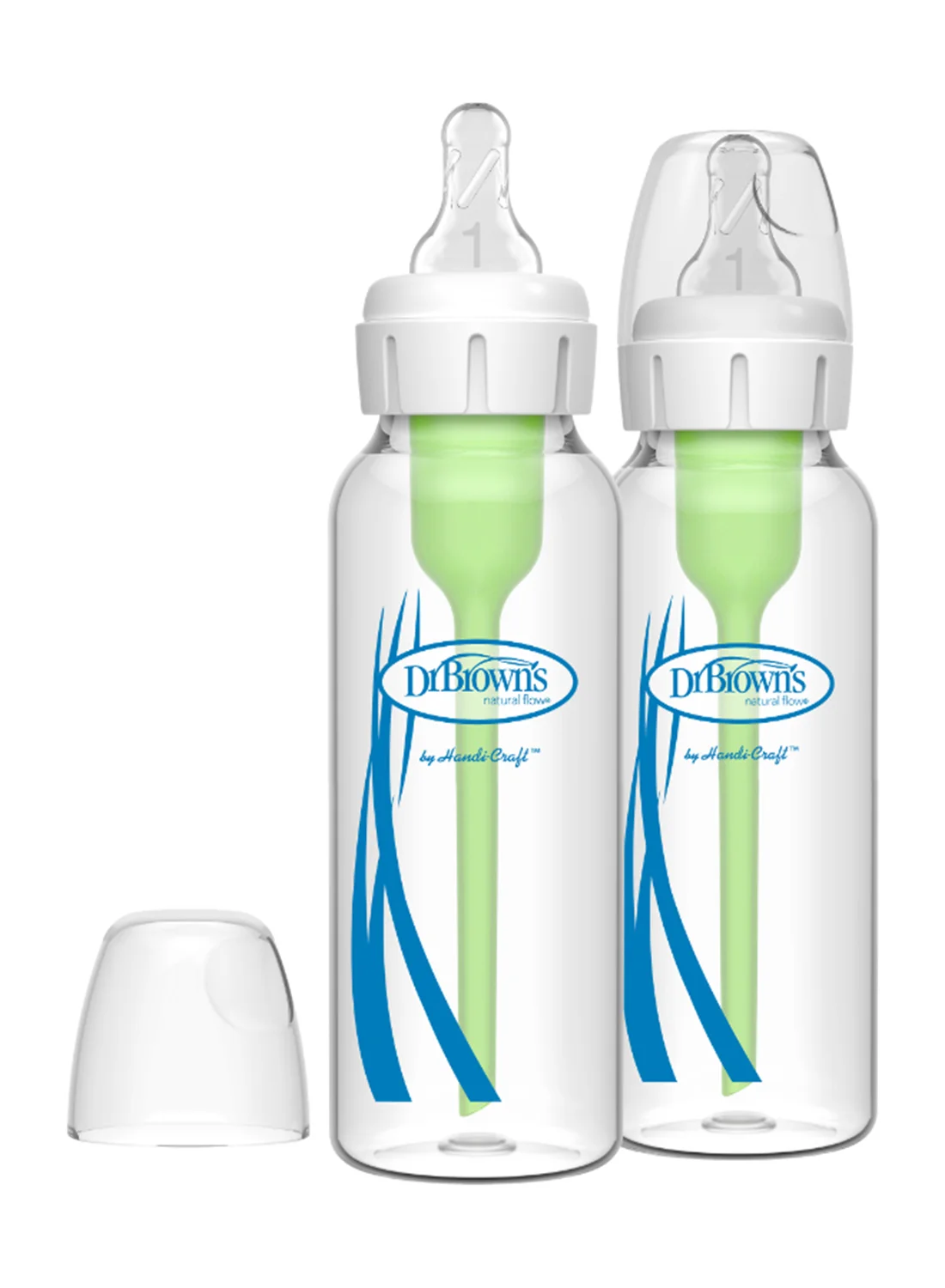 Premium Narrow Glass Feeding Set with Slow Flow Nipples (2 x 250 mL, Clear) 1f1fj