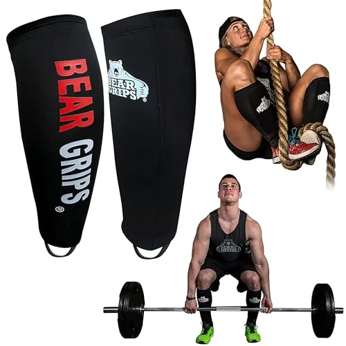 Premium Calf Support Shin Guard Sleeves for Deadlift and Rope Climbing (Black, Medium) pvmln